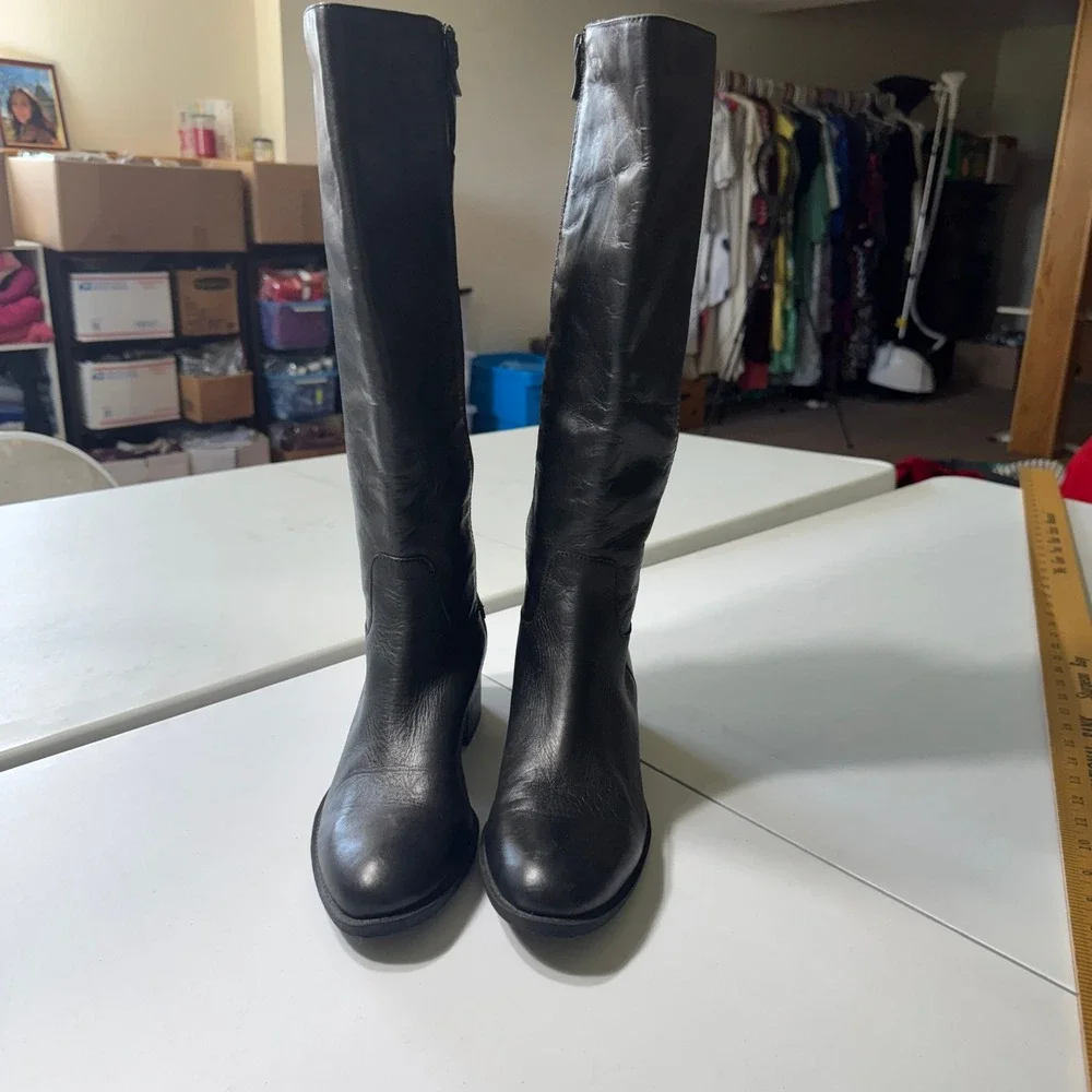 BCBGeneration Tall Boots Womens 9 Black Leather Lace Back Edgy Goth BG-MALLORY